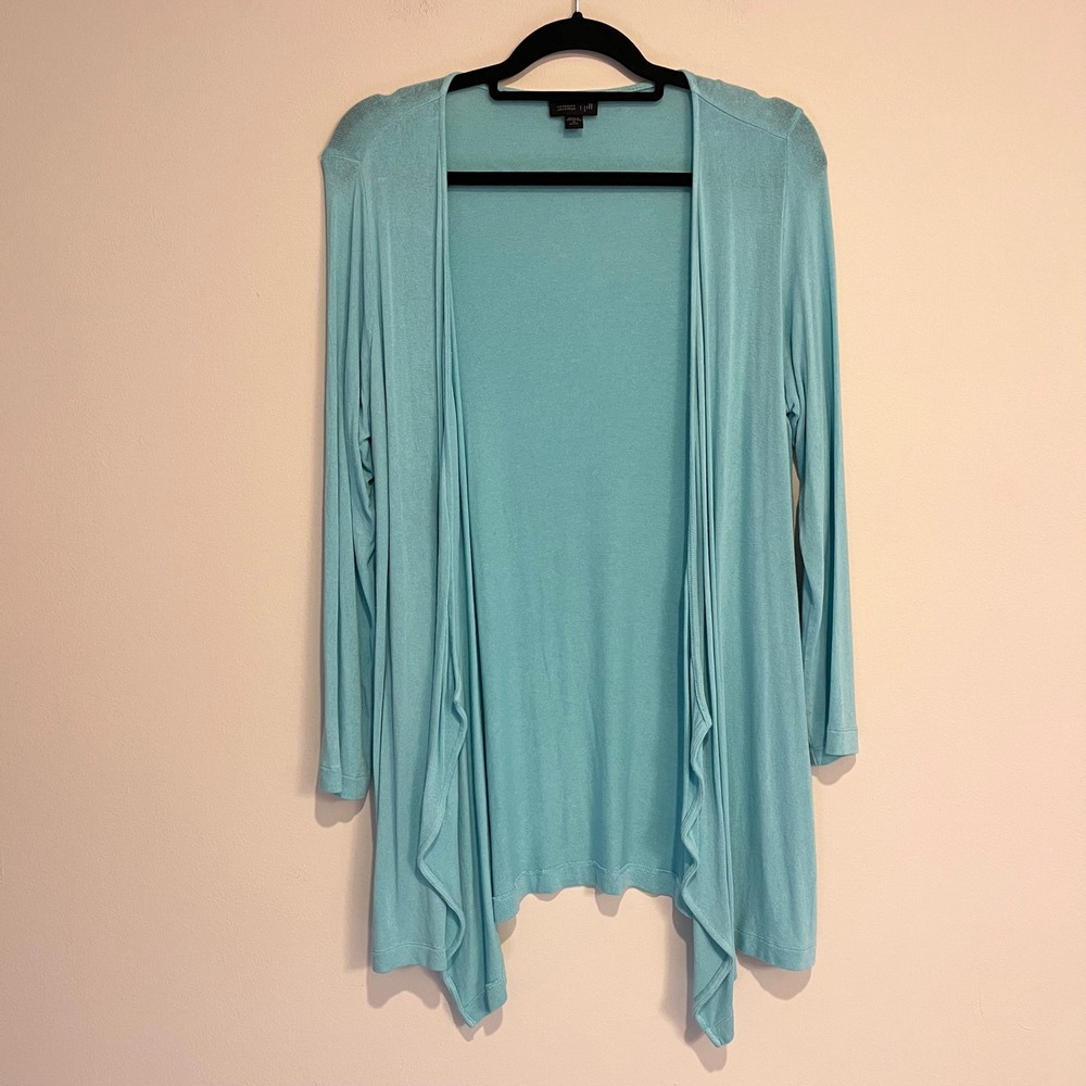 J. Jill Sweater Wearever Cardigan Tunic Lightweight Turquoise Med‎ Petite